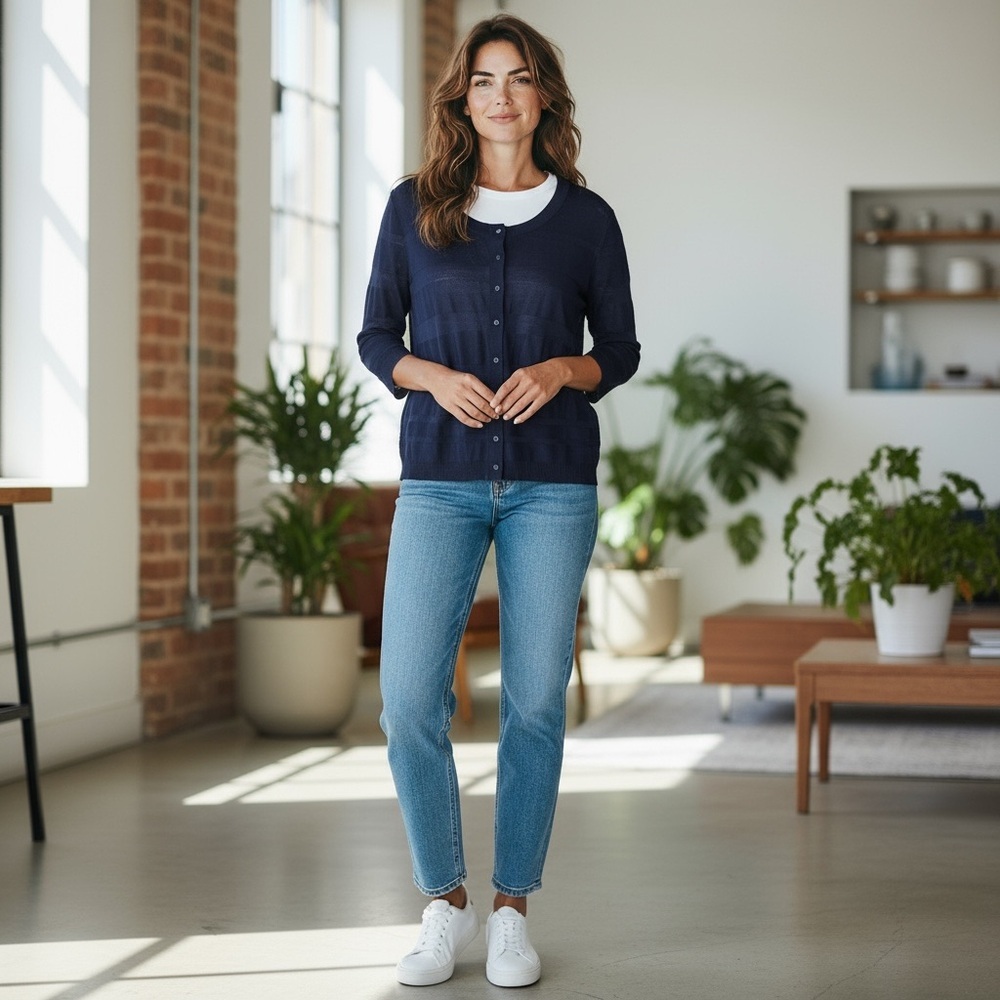 New York & Company Navy Blue Cardigan - Picture 2 of 5